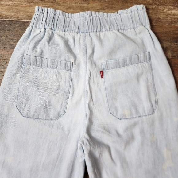 VINTAGE LEVI'S ELASTIC WAIST PULL UP LIGHTWEIGHT BLEACH SPOTS BIG E JEANS SIZE S - Picture 7 of 8